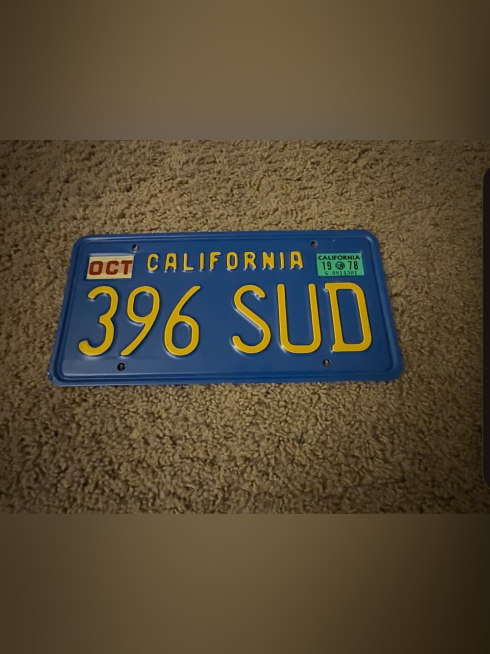 Original California License Plate-1978 classic Cali blue/yellow